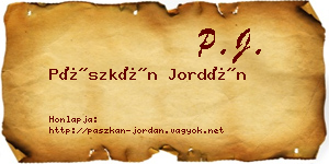 Pászkán Jordán névjegykártya